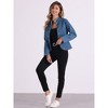 Allegra K Women's Stand Collar Long Sleeve Open Front Distressed Denim Blazer - 4 of 4
