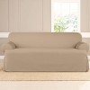 Heavyweight Cotton Duck T-Sofa Slipcover Khaki - Sure Fit: Machine Washable, Indoor Couch Protector, Fits 74-96" Width - 2 of 4