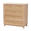 Elsbeth Wood and Natural Rattan 5 Drawer Storage Cabinet Oak Brown/Natural Brown - Baxton Studio - 2 of 4
