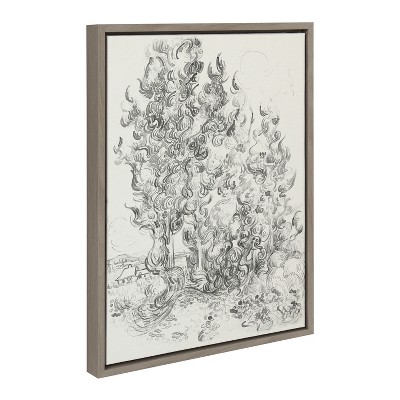 18" x 24" Sylvie Cypresses BW Framed Canvas by The Art Institute of Chicago - Kate & Laurel All Things Decor