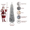 King Of Christmas 7ft Pre-Lit Artificial Flocked Pencil Christmas Tree Prelit with 400 Warm White LED, Prince Flock Prelit Pencil Christmas Tree - 2 of 4