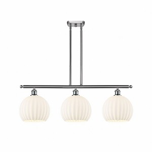 White Venetian - 3 Light Stem Hung Island In Modern Style-12.5 Inches Tall and 36.5 Inches Wide - 1 of 1