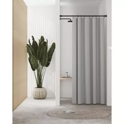 5.5-Gauge Lightweight Recycled PEVA Stall Sized Shower Curtain Liner with Anti Draft Clips Gray - Zenna Home