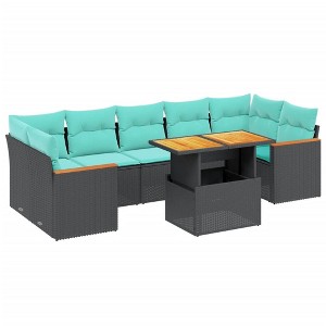 vidaXL 8 Piece Patio Sofa Set with Cushions - Black - 1 of 4