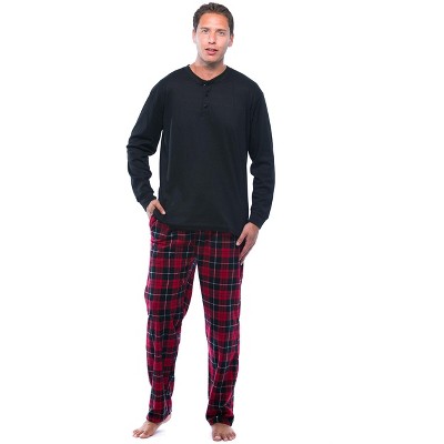 #FollowMe Mens Thermal Henley Pajama Set with Polar Fleece Pants  Ultimate Winter Sleepwear