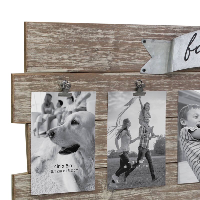 26.4&#34; x 11.6&#34; Rustic Wooden Collage Photo Frame with Clips Worn White/Brown - Stonebriar Collection, 5 of 7