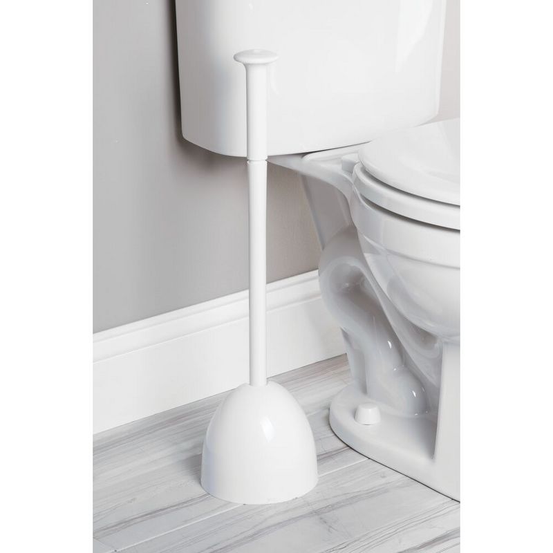 mDesign Plastic Freestanding Hideaway Toilet Bowl Plunger with Holder, 2 of 7