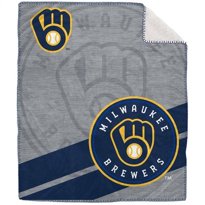 MLB Milwaukee Brewers Corner Logo Faux Shearling Blanket