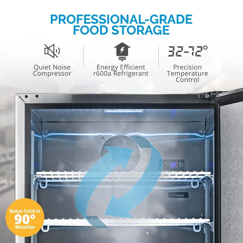 Newair 24" 5.3 Cu. Ft. Commercial Stainless Steel Built-in Beverage Refrigerator, Steel Interior, Weatherproof and Outdoor Rated, ENERGY STAR, 5 of 17