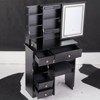 FONTOI Bedside Vanity Table with Cushioned Stool, Dresser with Mirror&Tri-color Switching for Bedroom, Black, 12.6"*50.4"*29.2" - 4 of 4