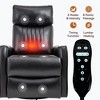 Black Faux Leather Heat Massage Manual Recliner Chair with Rocker and Swivel for Living Room - 4 of 4