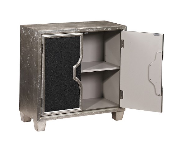 Hampton Accent Storage Console with Two Doors Distressed Silver with Black - Pulaski