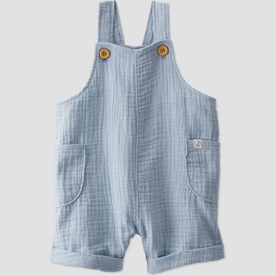 Image of little Planet By Carter's Baby Seal Gauze Shortalls Bodysuit - Blue 3M