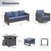 Buenhomino 7 Piece Wicker Outdoor Furniture Set with Comfy Cushions, High Back Patio Furniture Set with Swivel Rocking Chairs and Fire Pit Table - 4 of 4