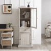 Bella Depot 64.96''W  Tall Storage CabinetFreestanding Cabinet with Glass Door and Shelves, Sideboard cabinet - 2 of 4
