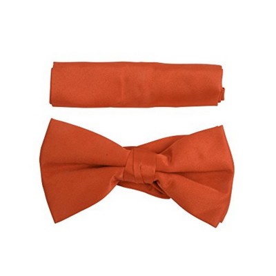 New Men's Solid Pre Tied Bow Tie and Hanky Set