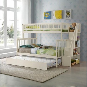 Grungis Twin over Full Loft Bed with Trundle and Storage Ladder,Bunk Bed with Guardrails Can Divided Into 2 Beds,Loft and Bunk Bed for Bedroom - 1 of 4