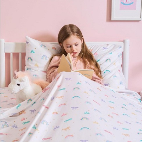 Hot Rainbow Blue Kids and Baby Bedding Set, Soft Cotton Nursery Duvet Cover and Pillow Case | Nuva