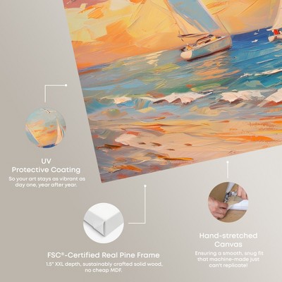 Sailboats in the Sunset Coastal 12" x 12" Canvas Wall Art