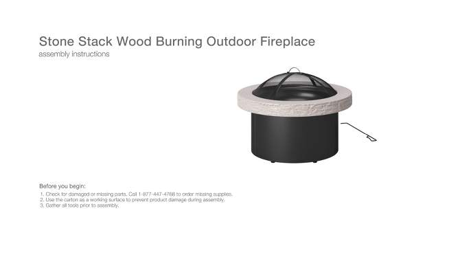 32&#34; Stack Stone Wood Burning Outdoor Fireplace with Spark Screen - Threshold&#8482;, 2 of 6, play video