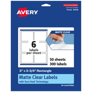 Avery Matte Clear Labels,  3" x 3-3/4" Rectangle - 1 of 4