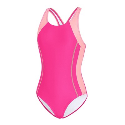 Charmo Girls Color Block Swimsuit One Piece Swimwear Athletic Competition Bathing Suit Teal / Aqua Combo 9-10 Years — фото 2