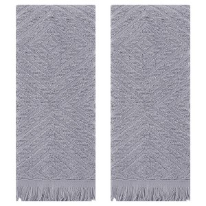 REGALWOVEN Bathroom Cotton Soft and Absorbent Geometric Decorative Hand Towel 13" x 29" 2 Pcs - 1 of 4