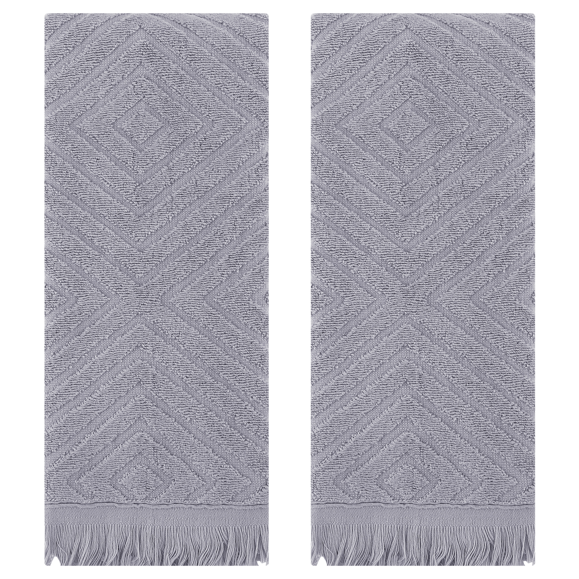 REGALWOVEN Bathroom Cotton Soft and Absorbent Geometric Decorative Hand Towel 13" x 29" 2 Pcs Grey