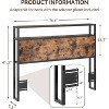 Headboard with LED Lights, Charging Ports & Storage - Brown Industrial Wood and Metal Design, Easy Assembly - 2 of 4
