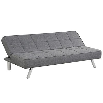 Gray Linen Convertible Sleeper Sofa with Stainless Steel Legs