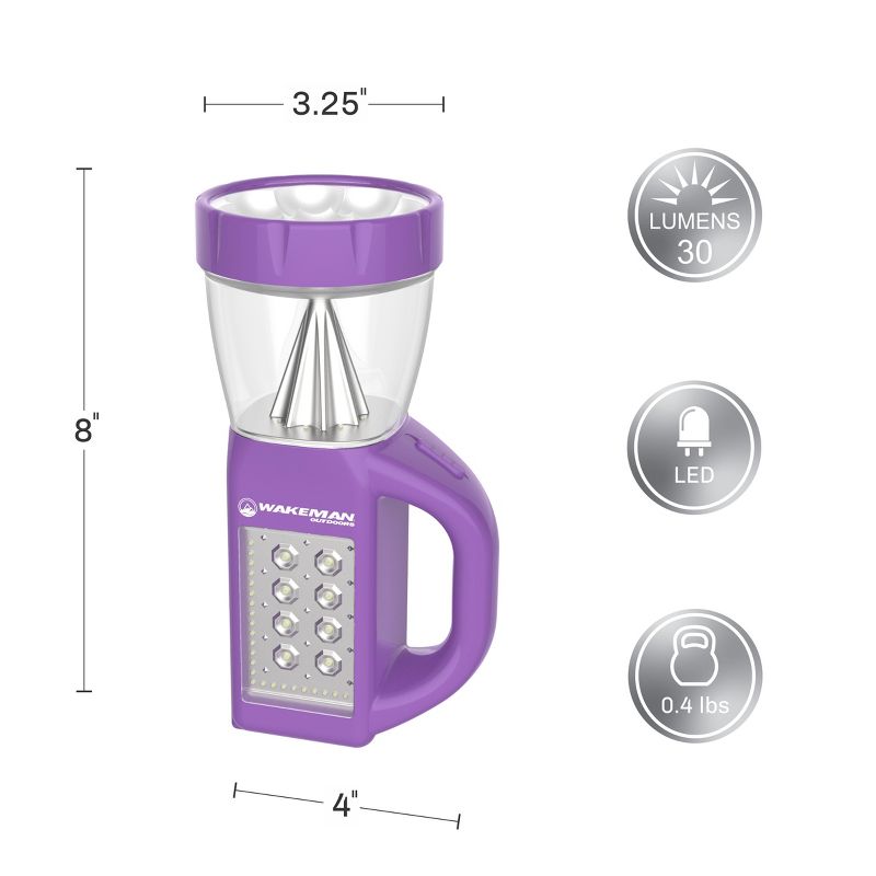 3-in-1 LED Lantern - Compact, Lightweight Camping Light, Flashlight, and Panel Illumination for Reading and Emergencies by Wakeman Outdoors (Purple), 5 of 7