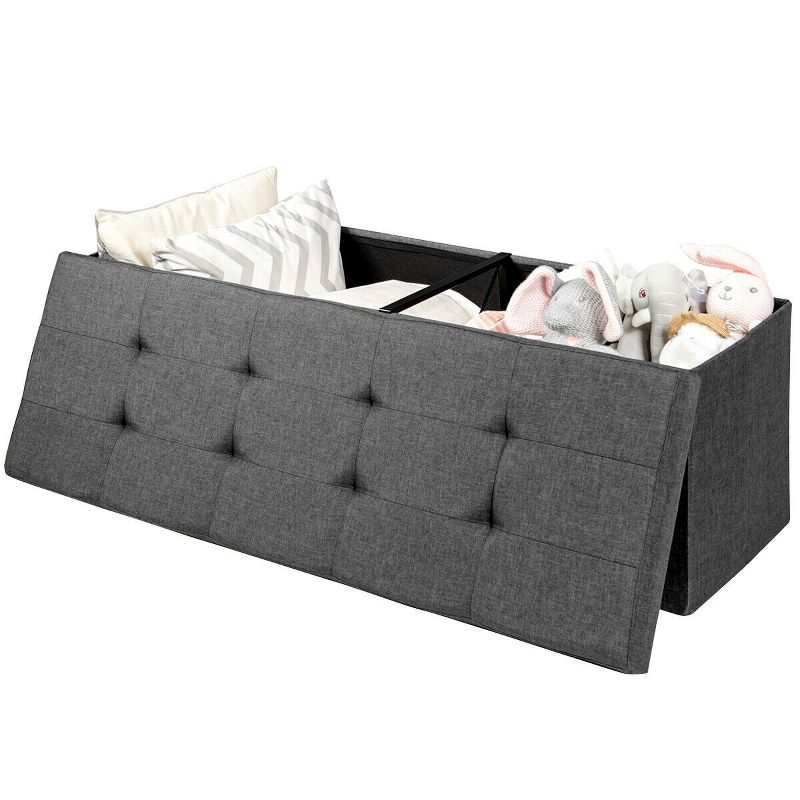 Tangkula Storage Ottoman Fabric Folding Storage Chest with Divider Bed End Bench, 4 of 7