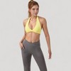 Anna-Kaci Active Women's Halter Neck Sports Bra with Ruched Front Detail Low Impact Stretch Fabric Removable Padding - Medium, Yellow - 2 of 4