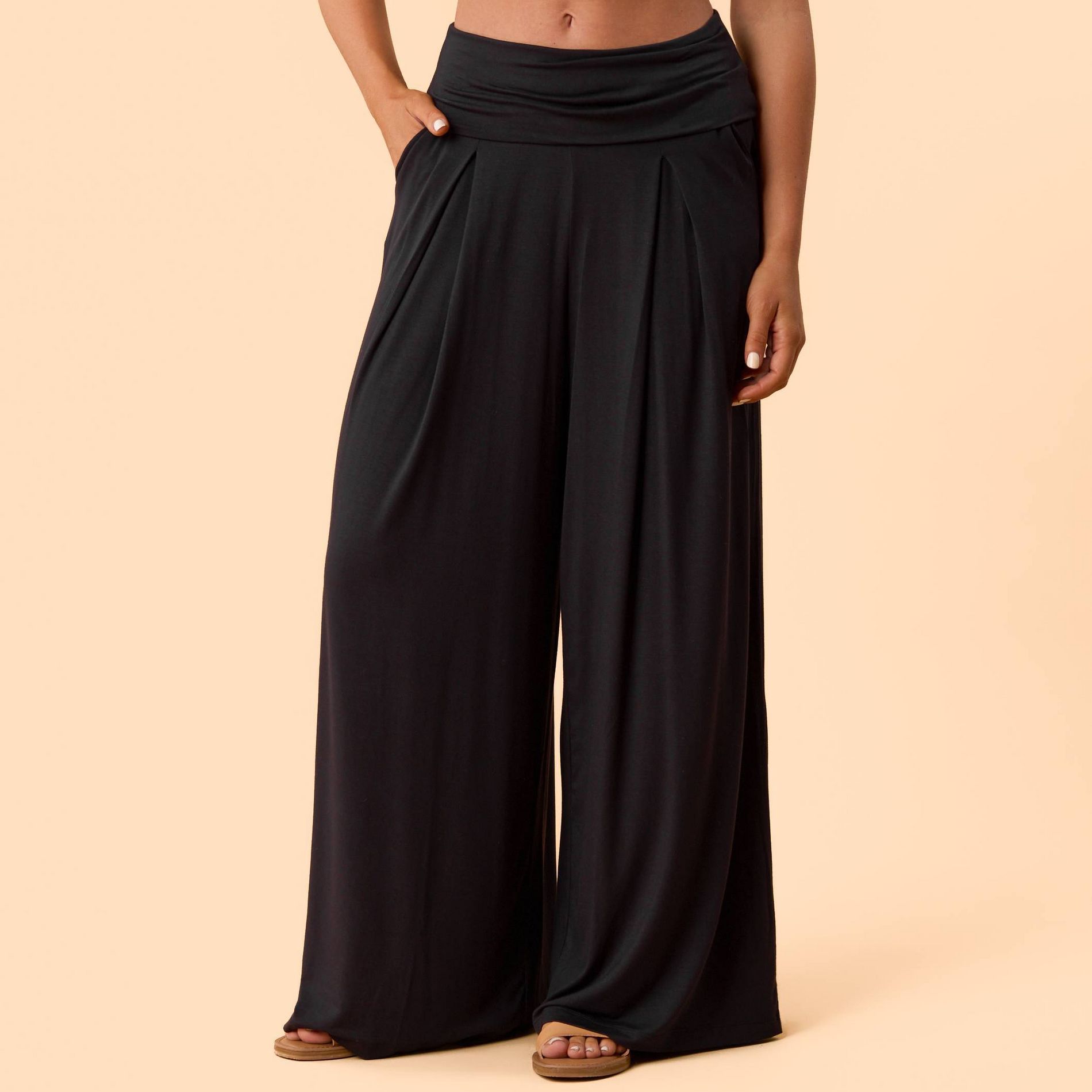 Blogilates Women's Homebody Foldover Wide Leg Pants