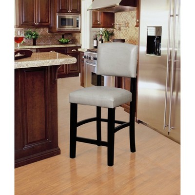 Dove Gray Faux Leather Counter Stool with Black Wood Frame