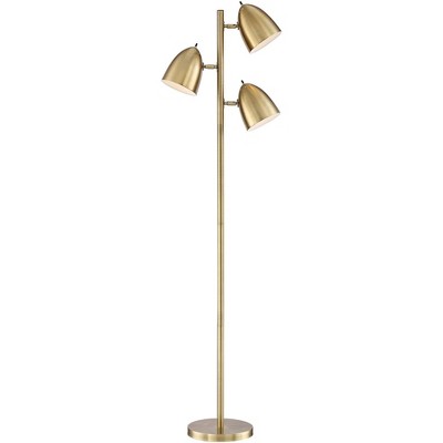 360 Lighting Mid Century Modern Floor Lamp Aged Brass 3-Light Tree Adjustable Dome Shades for Living Room Reading Bedroom Office