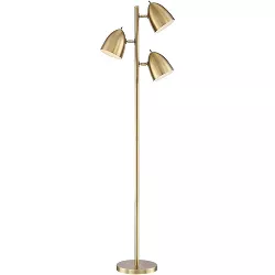 360 Lighting Mid Century Modern Floor Lamp 64" Tall Aged Brass 3-Light Tree Adjustable Dome Shades for Living Room Reading Bedroom Office