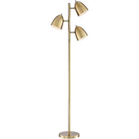 360 Lighting Mid Century Modern Floor Lamp 64" Tall Aged Brass 3-light Tree  Adjustable Dome Shades For Living Room Reading Bedroom Office : Target