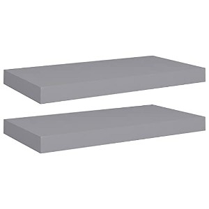 vidaXL Floating Wall Shelves 2 pcs Gray 19.7"x9.1"x1.5" MDF - 1 of 4