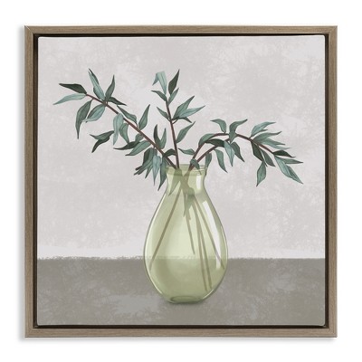Stupell Industries Vase And Plant Neutral Grey Design, 25" x 25"