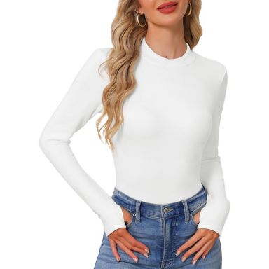 INSPIRE CHIC Women's Crossover Mock Neck Long Sleeve Thermal Top