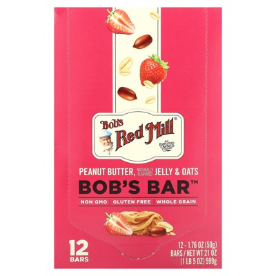 Bob's Red Mill Bob's Bar, Peanut Butter, Jelly & Oats, 12 Bars, 1.76 oz (50 g) Each