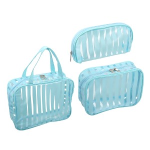 Unique Bargains Large Capacity Clear Zipper Makeup Bag Organizers 3 Pcs - 1 of 4