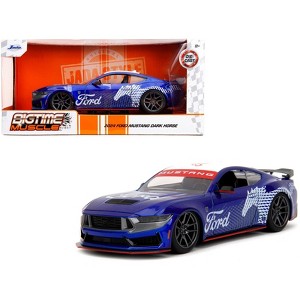 2024 Ford Mustang Dark Horse Candy Blue with White Top and "Mustang Horse Graphics" "Bigtime Muscle" Series 1/24 Diecast Model Car by Jada - 1 of 4