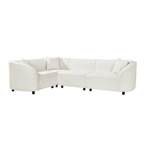 Christopher Knight Home Isolde Contemporary 104" 4-Seater L-Shaped Boucle Upholstery Curved Sectional Sofa Beige - 1 of 4