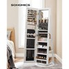 SONGMICS 6 LEDs Lockable Mirror Jewelry Cabinet, Jewelry Organizer, Standing Jewelry Armoire, Frameless Full-Length Mirror, 3 Storage Shelves - 4 of 4