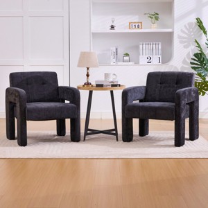 Set of 2 Accent Chair with Curved Armrests, Modern Chenille Upholstered Lounge Chair, Single Armchair for Living Room, Office-Koiai - 1 of 4
