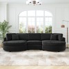 3-Seater Sofa, Chenille Upholstered Curved Sofa Couch with 2 Throw Pillows for Living Room - ModernLuxe - 2 of 4