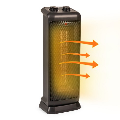 Comfort Zone 1500 Oscillating 2-heat Setting Adjustable Thermostat With Fan  Only Setting Ceramic Personal Tower Heater Cz466bk Black : Target