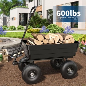 Poly Dump Cart - Heavy Duty 600 LBS Garden Cart with Quick-Release Dumping & No-Flat 10 in Tires, Utility Wagon for Yard Work, Landscaping, Gardening - 1 of 4